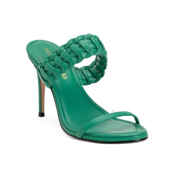 PAULA TORRES FOREST GREEN Handmade In Brazil Leather Heeled Francesca Mules - Picture 1 of 2